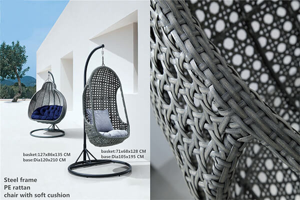 Hanging chair design with wicker