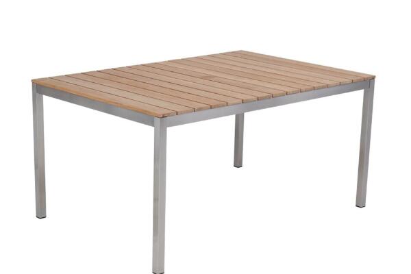 Outdoor Stainless Steel Table With Teak Wood