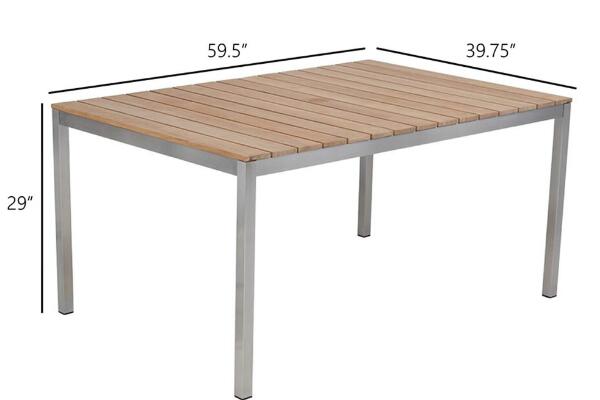 Outdoor Stainless Steel Table With Teak Wood