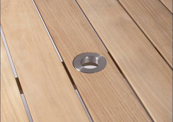 Outdoor Stainless Steel Table With Teak Wood