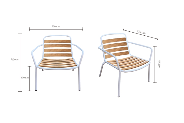 Modern garden dining set aluminium outdoor lounge chair teak wood