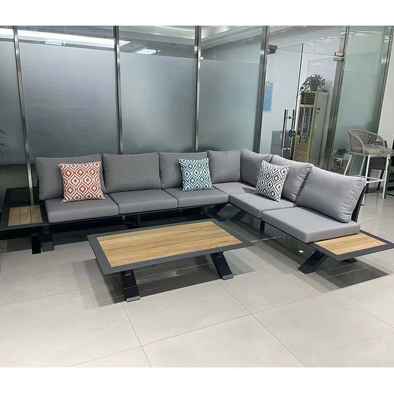 Modern Aluminum Sectional Modular Teak Outdoor Furniture Sofa