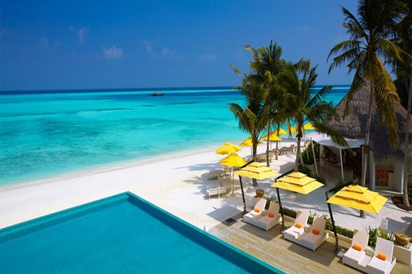 Outdoor sunlounger for holiday resort in Maldives