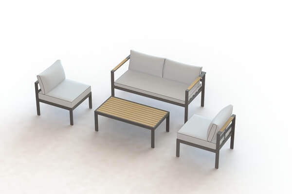 Garden Sofa Sets With Wood Armrest