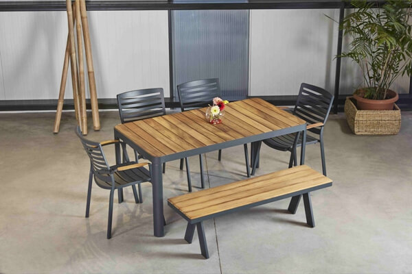 Patio Furniture Dining Set with Teak Design