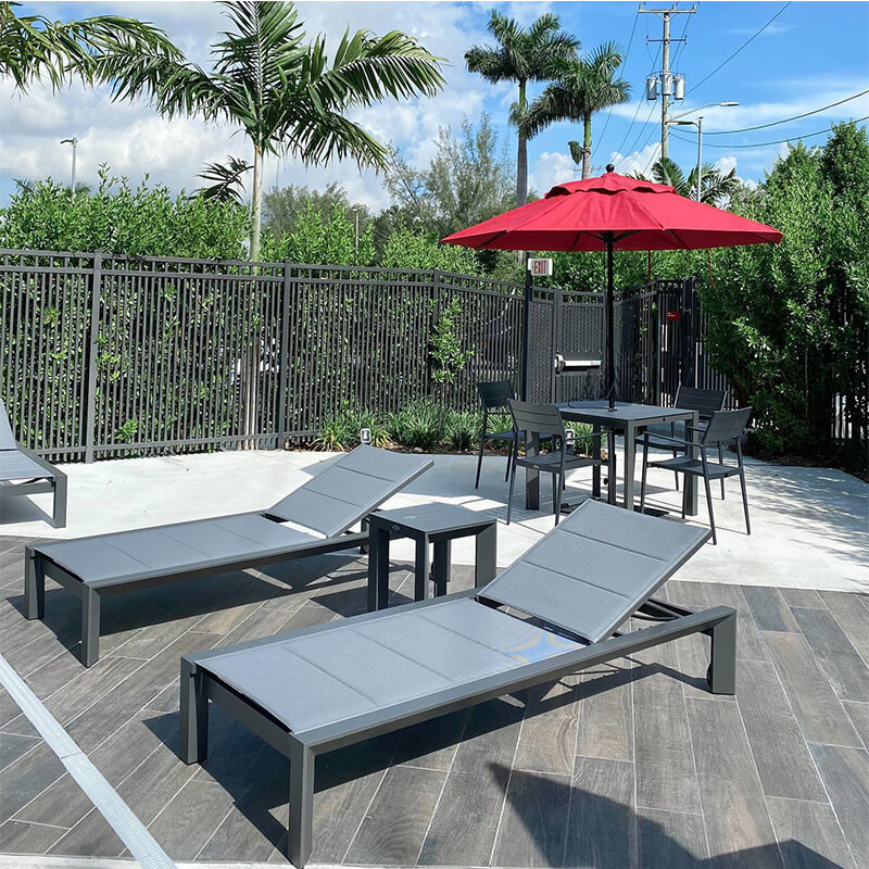 Outdoor Chaise Aluminum Sunloungers with Wheels|China Outdoor Furniture Factory Supplier