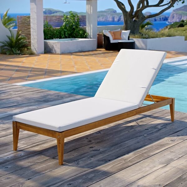 Teak Outdoor Chaise Lounge With Sunproof Cushion