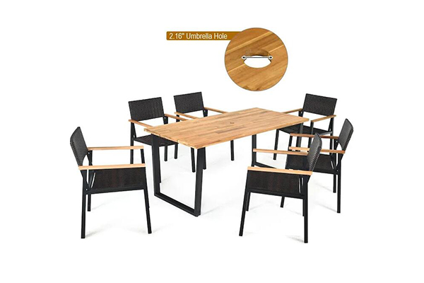 Outdoor Dining Sets For 6 With Wood Tabletop