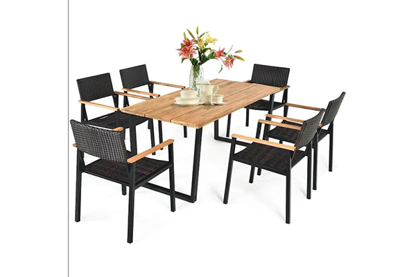 Outdoor Dining Sets For 6 With Wood Tabletop