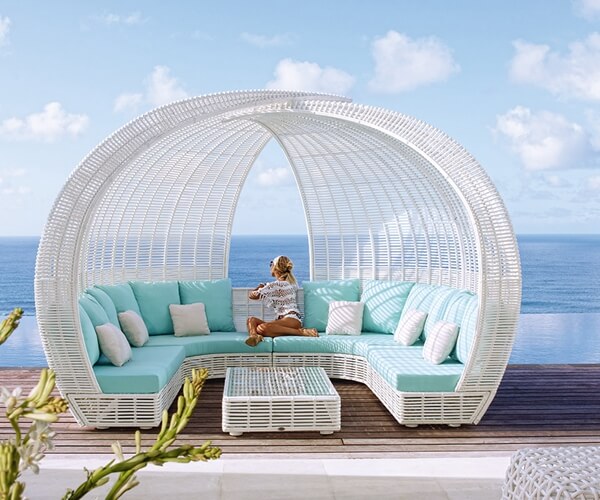 Outdoor daybed manufacturer|Outdoor daybed with canopy oval shape wicker rattan woven