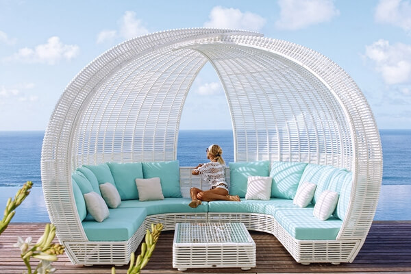 Outdoor daybed manufacturer|Outdoor daybed with canopy oval shape wicker rattan woven