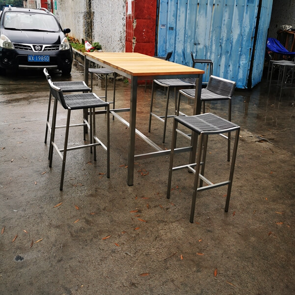 Stainless Steel Outdoor Table With Teak