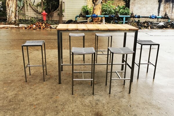 Outdoor Barstool With Stainless Steel Frame