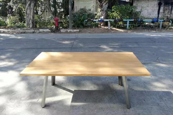 Stainless Steel Outdoor Table With Teak