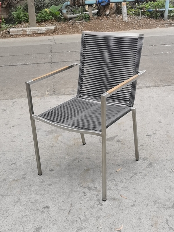 Stainless Steel Outdoor Table With Teak