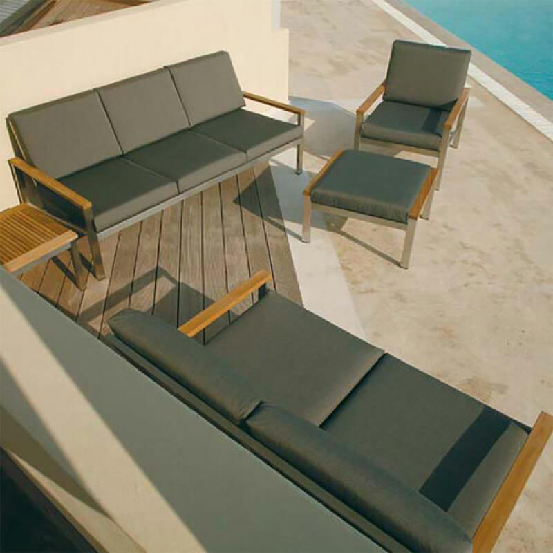 Modern grade 316 stainless steel outdoor furniture garden sofa set with teak wood