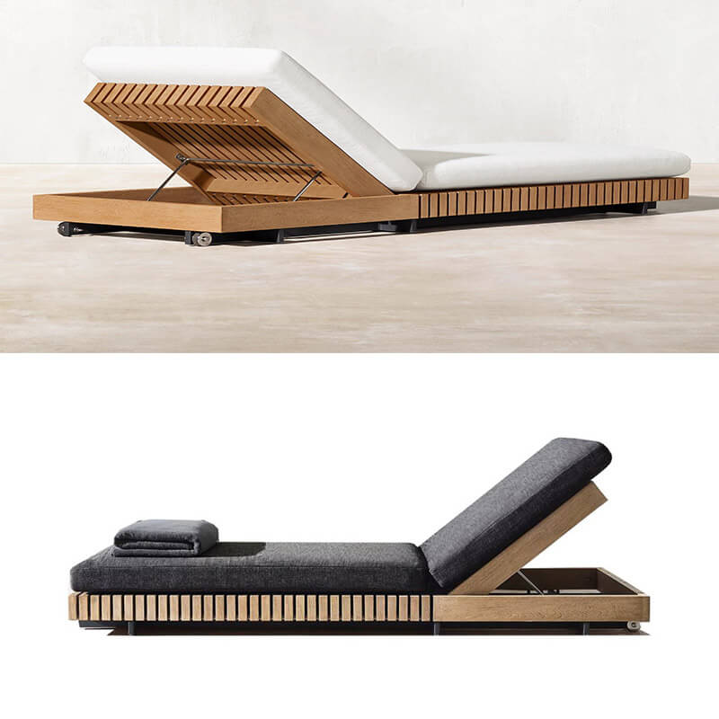 Outdoor teak sunlounger for hotel and restaurant|Foshan outdoor furniture sunloungers manufacturer in China