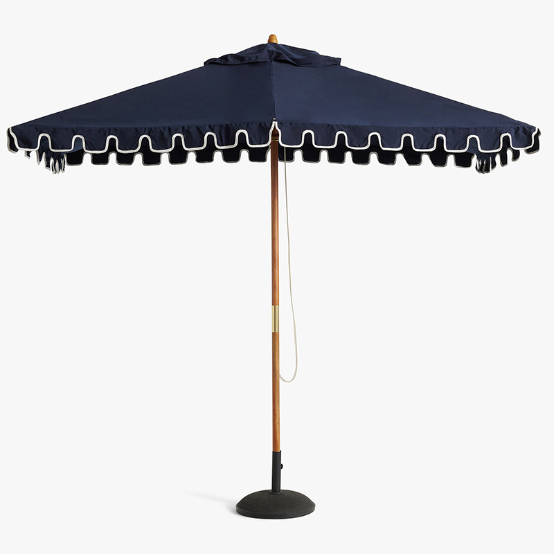 Chinese factory rectangular-square-scalloped-outdoor-umbrella-teak