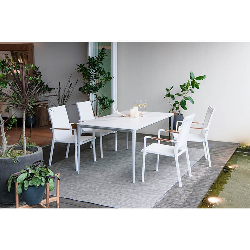 Outdoor patio dining set table with chairs ceramic glass