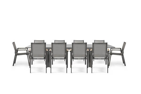 Dease 10 Seat Rectangular Outdoor Dining Set with 240 300cm Extension Expandable Dining Table