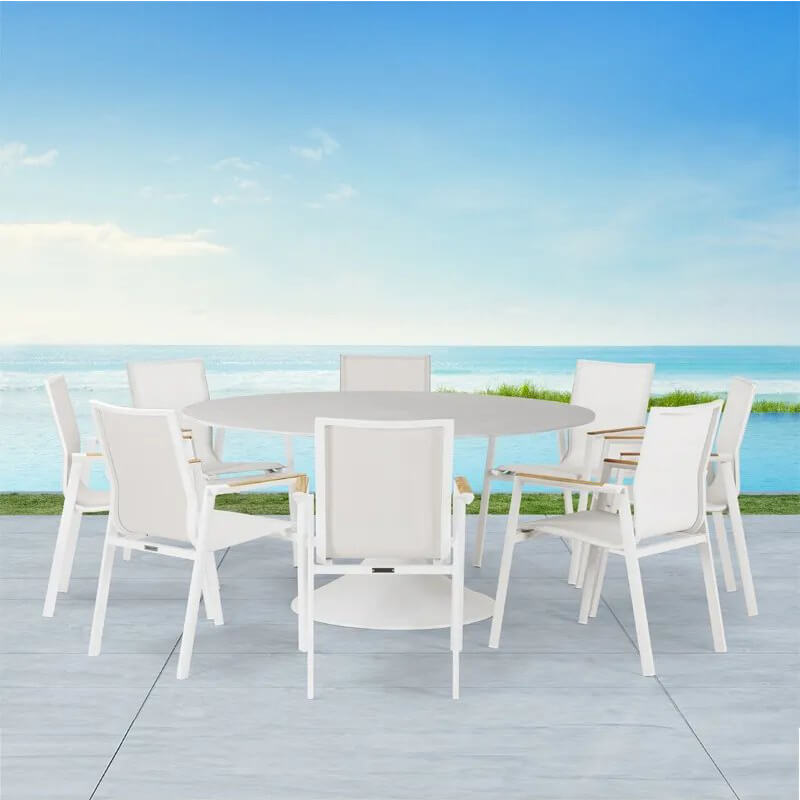 High end garden round dining set table with chairs wholesale in mallorca Spain