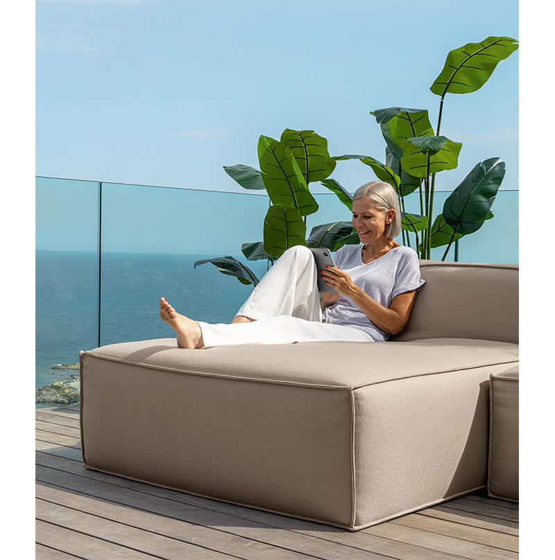 All weather outdoor furniture|Outdoor modular sectional sofa set with Sunbrella fabric