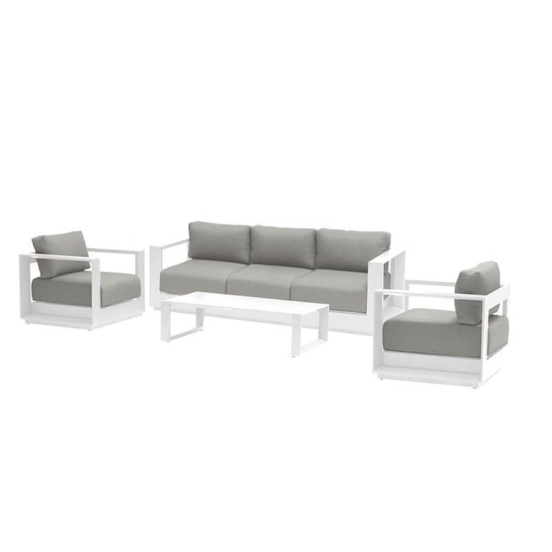 Contemporary garden furniture corner set grey and white color