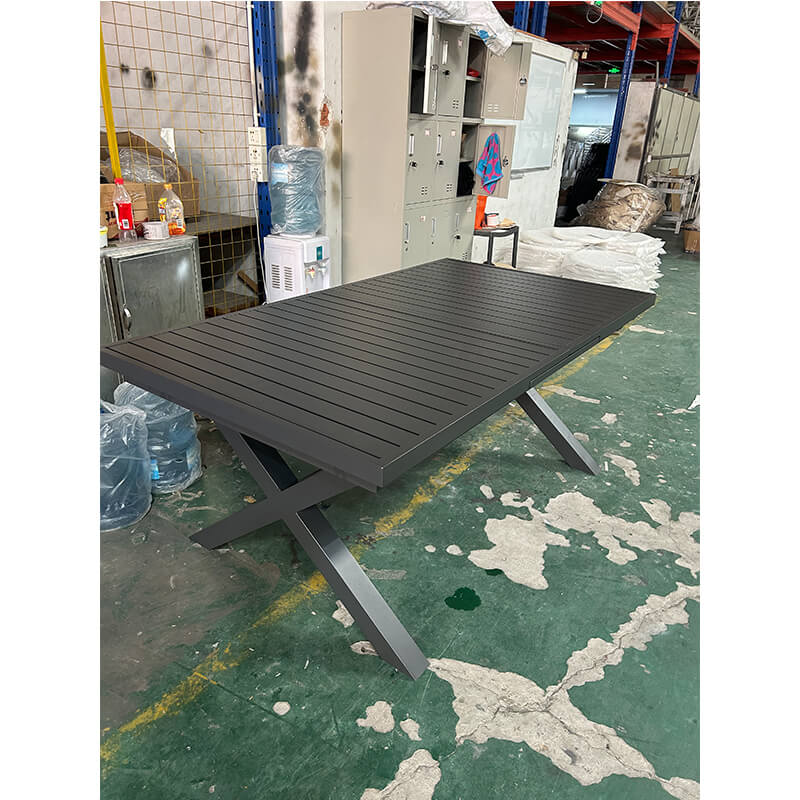 Kingart extension dining table – black outdoor extendable dining table manufacturer in China